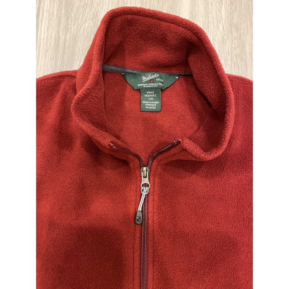 Woolrich Vest Mens Large Red Sleeveless Fleece Full Zip Outdoor Hiking Relaxed L